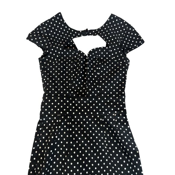 Hell Bunny Vixen 50s Black & White Polka dot Dress XS - Picture 2 of 12